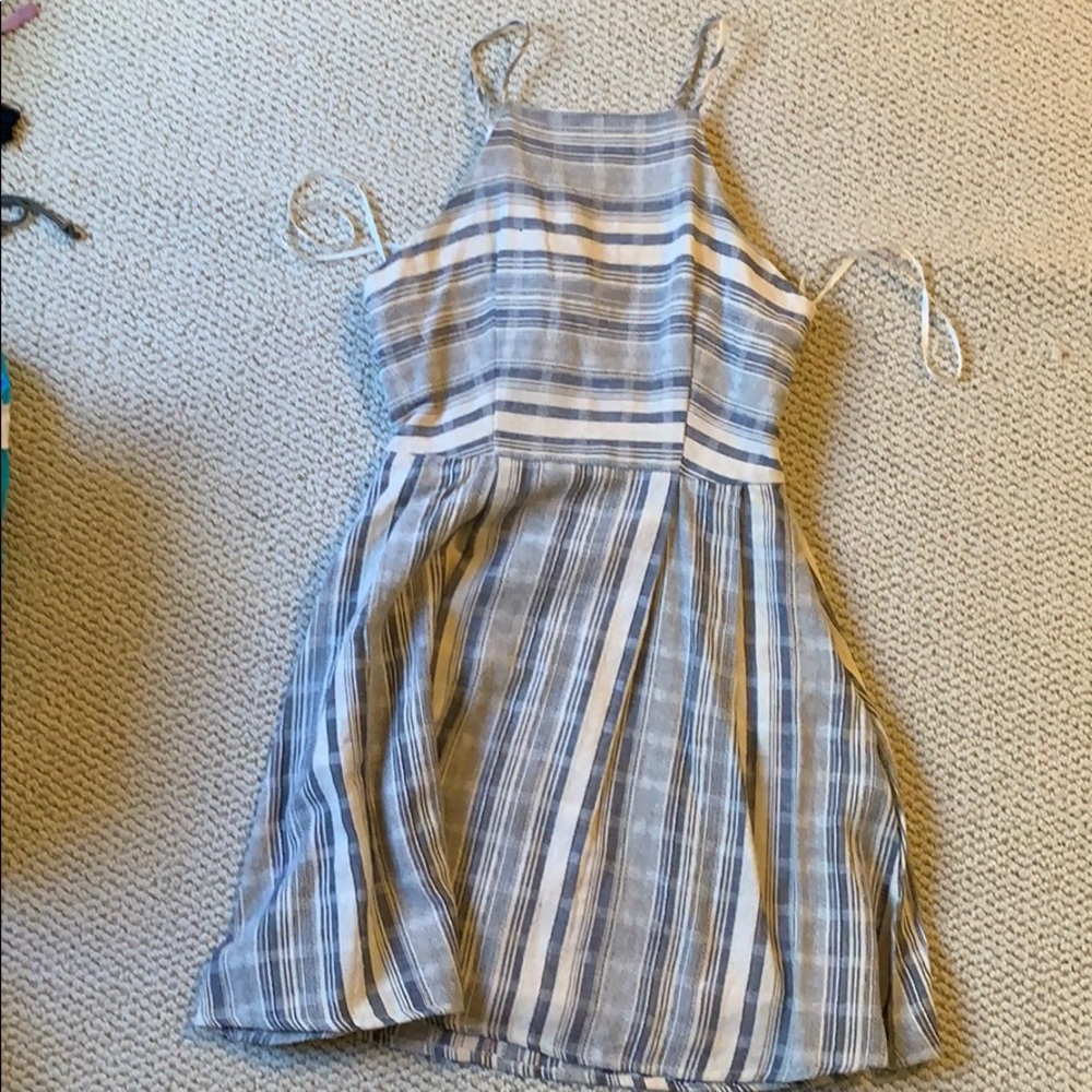 One clothing cream and blue dress